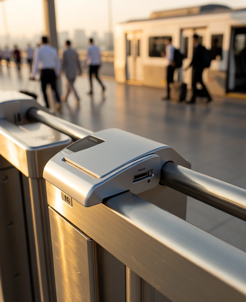 Nol card reader at a Dubai Metro station